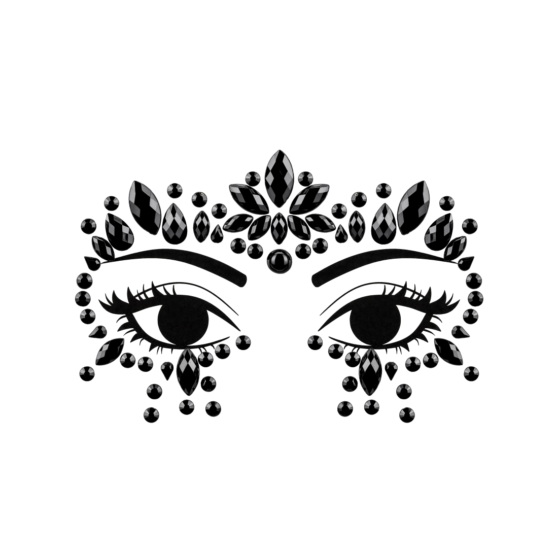 Öntapadós fekete kövek az arcra 15x9 cm – fesztiváldekoráció