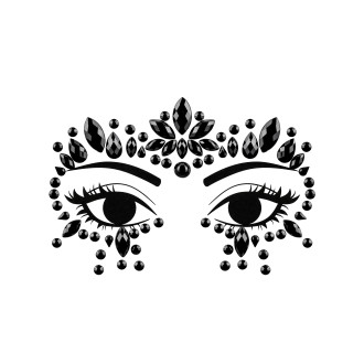 Samolepiace čierne kamienky na tvár 15x9 cm – festivalová dekorácia