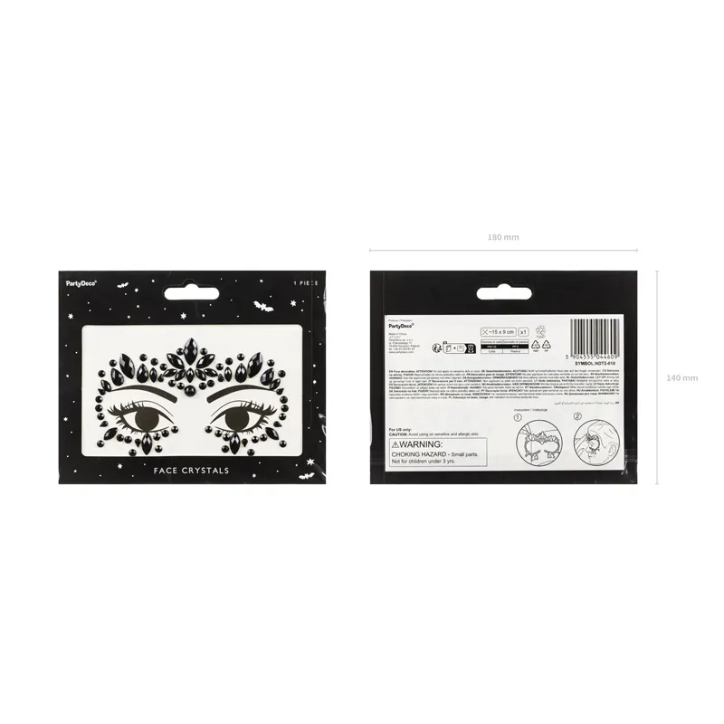 Öntapadós fekete kövek az arcra 15x9 cm – fesztiváldekoráció