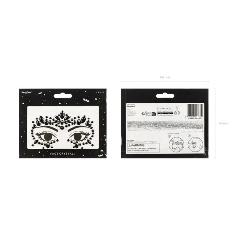 Samolepilni črni kamenčki za obraz 15 × 9 cm – festivalska dekoracija