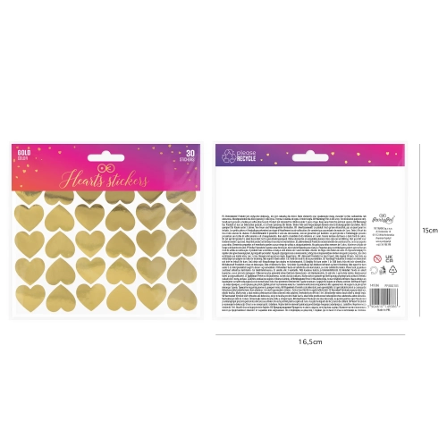 Zlatni samoljepljivi ukrasi u obliku srca, 30 kom