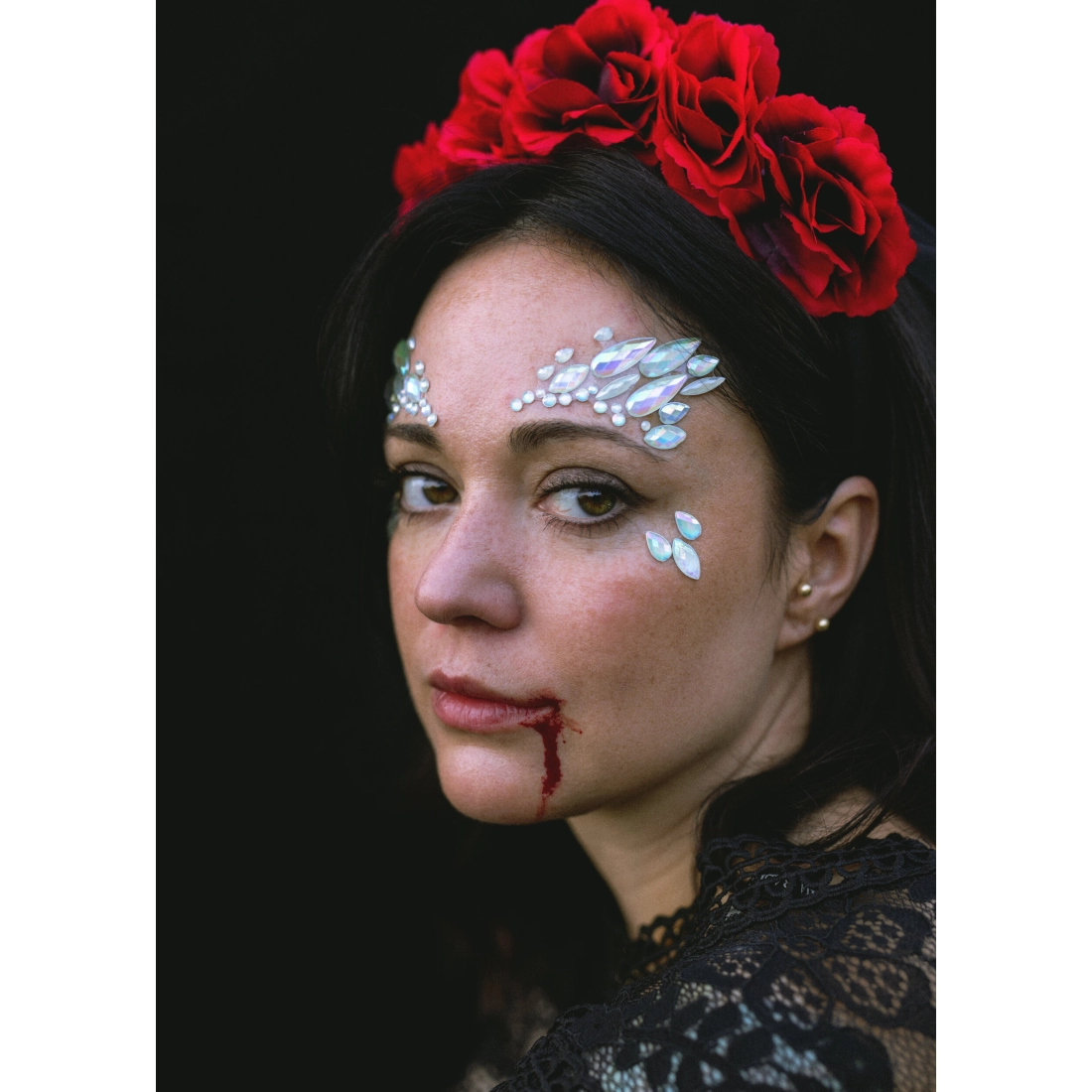 Pietre autoadezive pentru față, fosforescente, 14x8,5 cm, pentru festivaluri