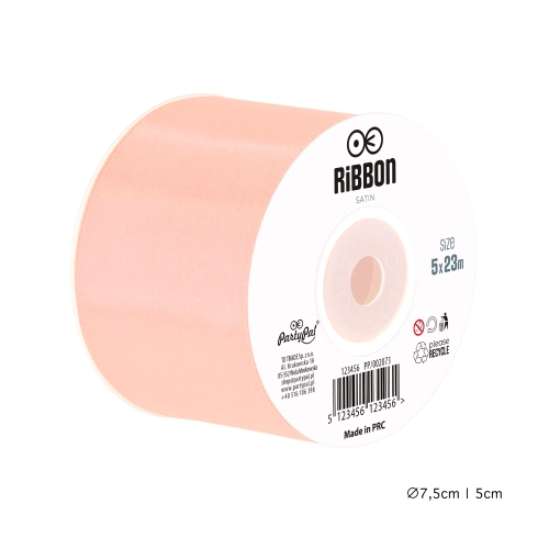 Panglică decorativă din satin, roz pudrat, 5 cm, pentru decorul petrecerii