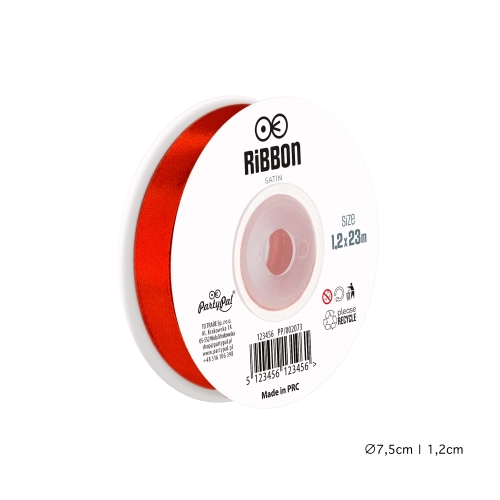 Panglică decorativă din satin roșie 1,2 cm pentru decor de petrecere