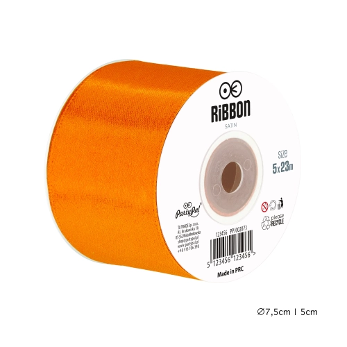 Fundă decorativă din satin, portocaliu neon, 5 x 2300 cm