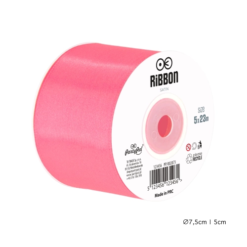 Panglică decorativă din satin roz 5 cm pentru decorul petrecerii