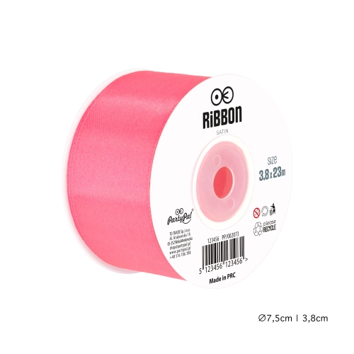 Panglică decorativă satinată roz 3,8 cm pentru decorațiuni de petrecere
