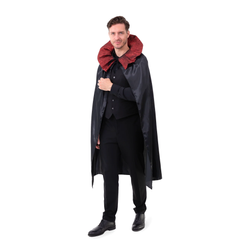 Satenasti party plašč s okrasnim ovratnikom, črn, 120 cm