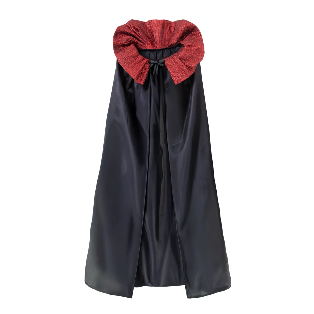 Pelerină de petrecere din satin cu guler decorativ, neagră, 120 cm