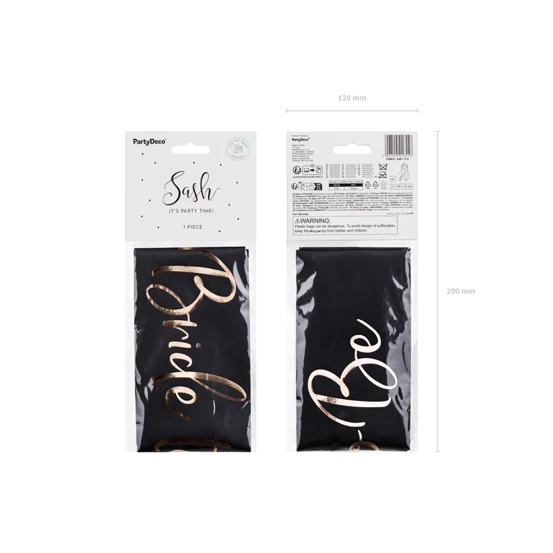 Satenast trak Bride to Be črne barve z napisom v rose gold barvi