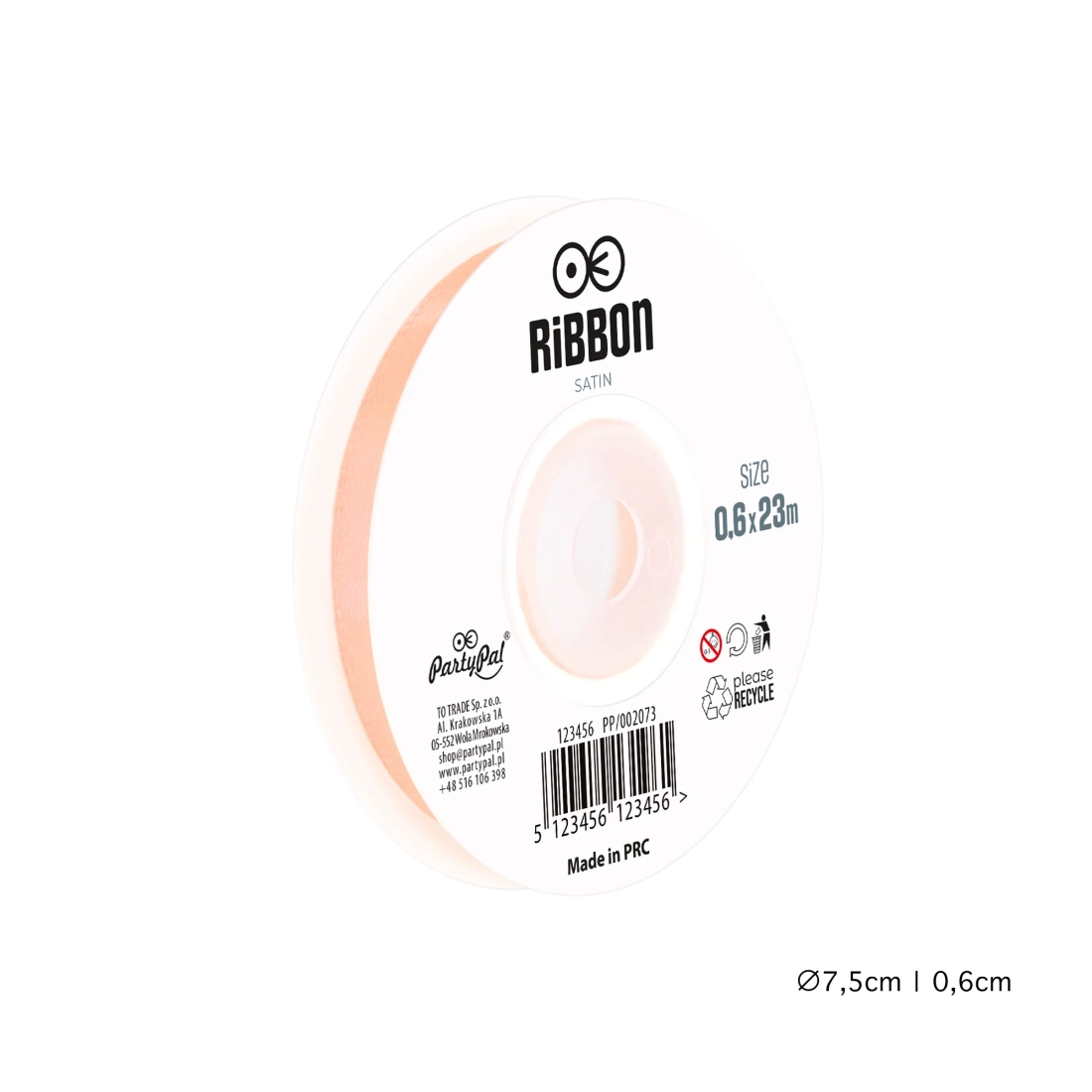 Saten vrpca boje lososa za party dekoracije 0,6 x 2300 cm