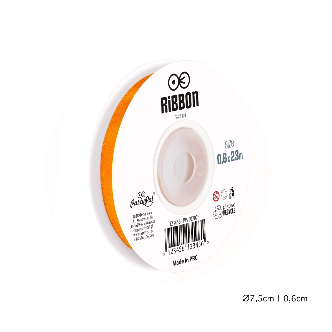 Neonsárga narancssárga szaténszalag lufikhoz és dekorációhoz 0,6 cm