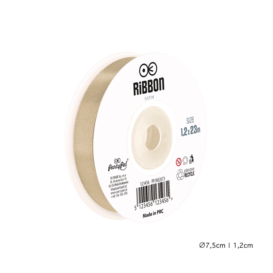 Saténová dekorační stuha 1,2 cm světle hnědá