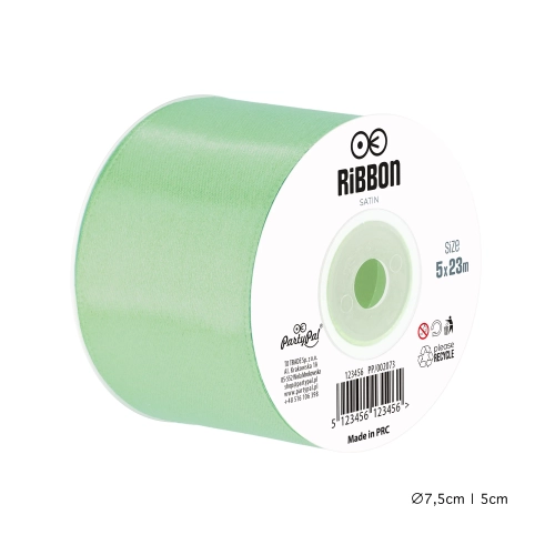 Satenast trak za dekoracijo, mint, 5 cm x 23 m