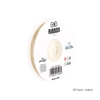 Szatén dekorációs szalag világosbarna 0,6 cm 23 m