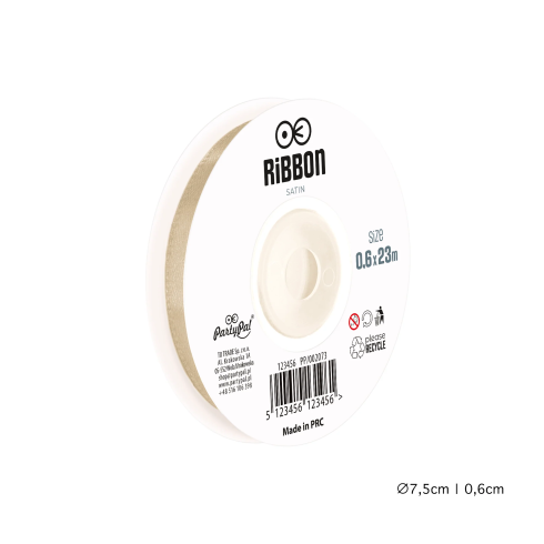 Szatén dekorációs szalag világosbarna 0,6 cm 23 m