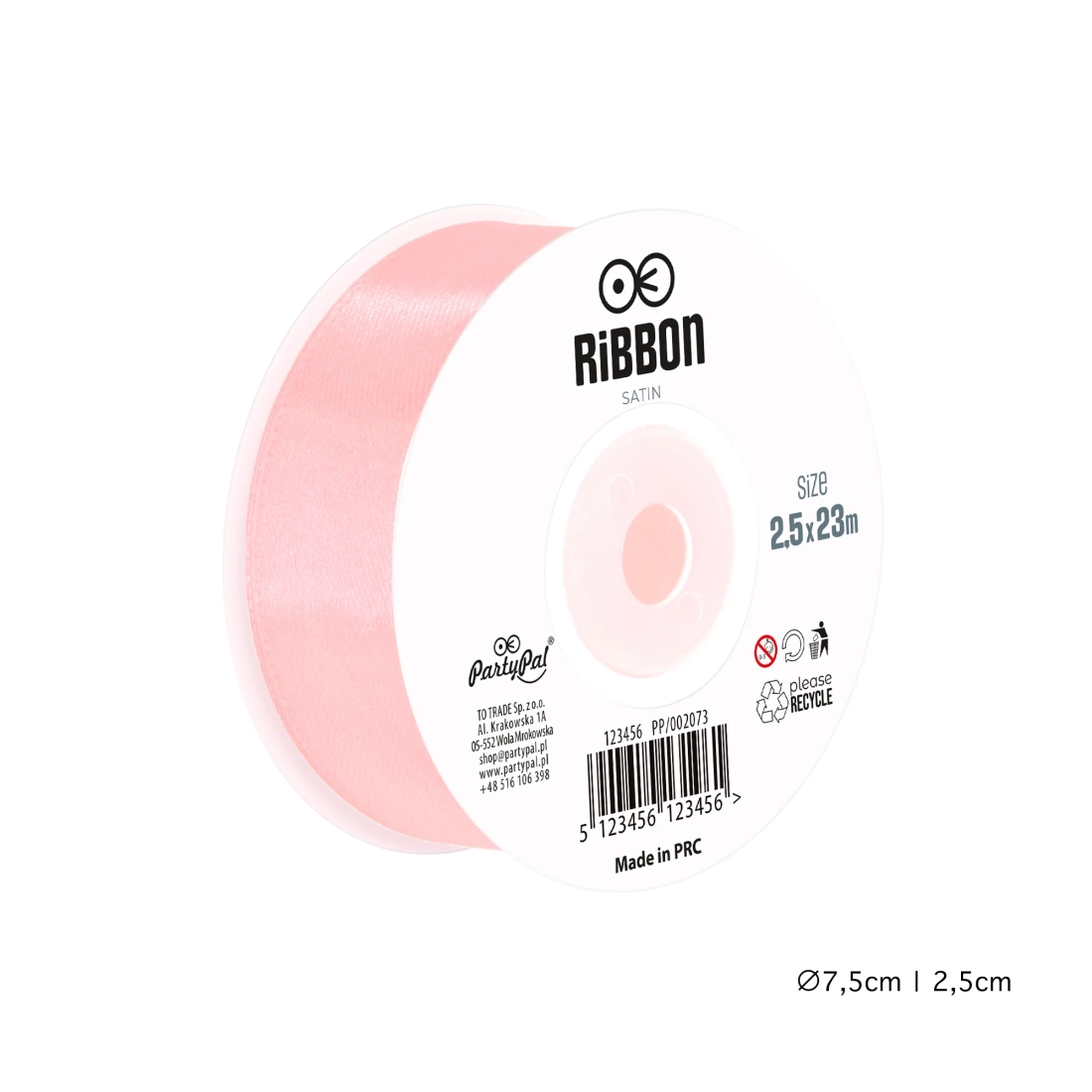Saténová stuha na dekorácie svetloružová 2,5 cm