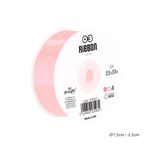 Világos rózsaszín szatén dekorációs szalag 2,5 cm