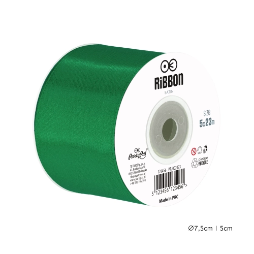 Panglică decorativă din satin, verde închis, 5x2300 cm