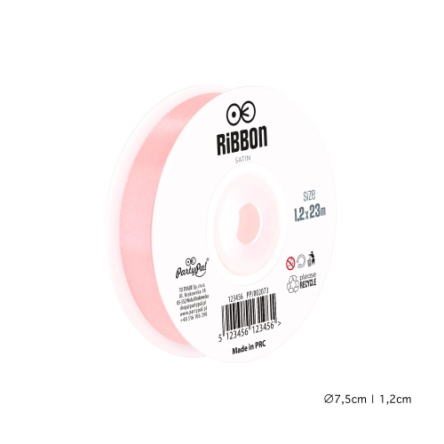 Világos rózsaszín szatén szalag party dekorációhoz 1,2 cm