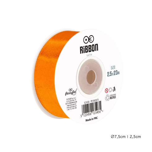 Saténová dekorační stuha neonově oranžová 2,5 cm