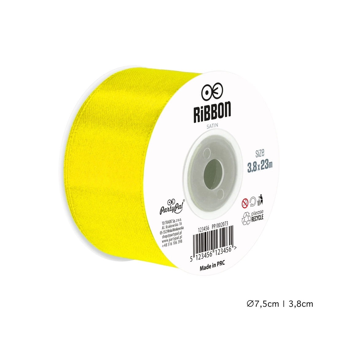 Saténová dekorační stuha žlutá 3,8 cm