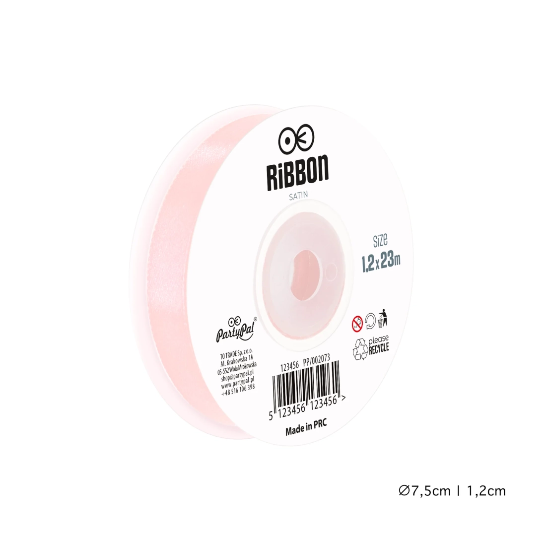 Saten vrpca puder ružičasta 1,2 cm za dekoracije