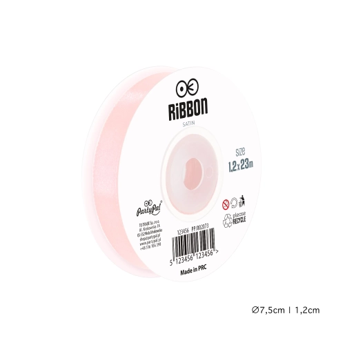 Púderrózsaszín szaténszalag dekorációhoz, 1,2 cm