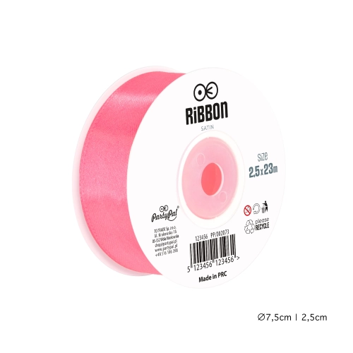 Saténová růžová stuha na dekorace 2,5 cm
