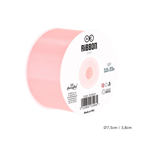 Világos rózsaszín szatén szalag party dekorációhoz 3,8 cm