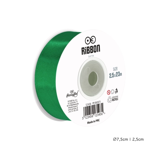 Satenasti trak temno zelen 2,5 cm za dekoracijo