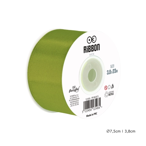 Panglică din satin verde pentru decorațiuni 3,8 cm