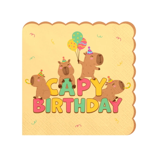 Servítky Kapibara Capy Birthday 16,5x16,5 cm, 10 ks