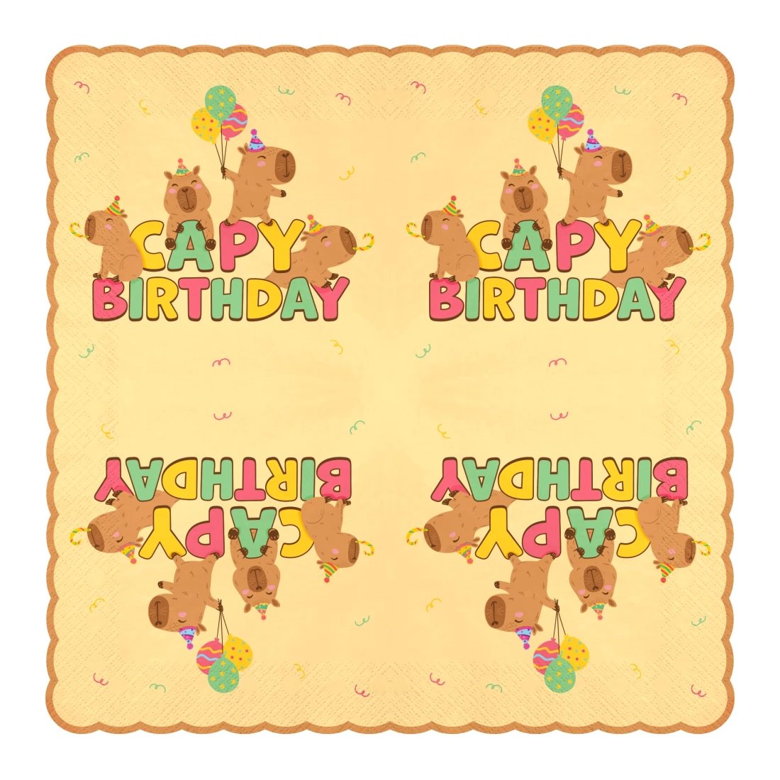 Ubrousky Kapybara Capy Birthday 16,5x16,5 cm, 10 ks