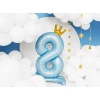 Stoječi folija balon številka 8 modra s krono 84 cm