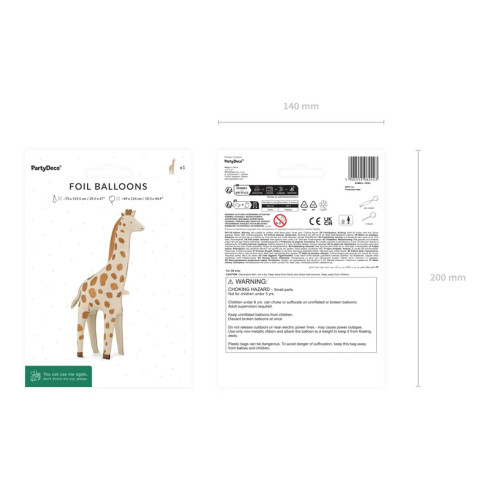 Stojaca fóliová balónová žirafa 49×114 cm