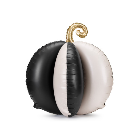 Álló fólia lufi 3D sütőtök fekete–krém, 58×58 cm – szíves dekoráció