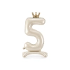 Álló fólia lufi 5-ös szám, 84 cm, krémszín arany koronával