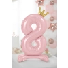 Álló fólia lufi 8-as szám, rózsaszín arany koronával, 84 cm