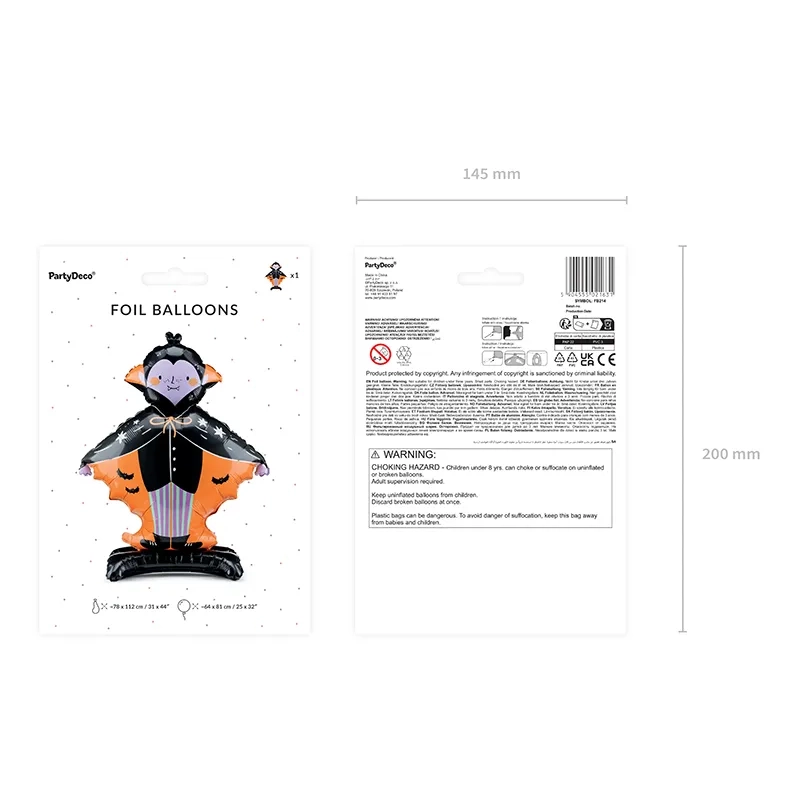 Álló fólia lufi Dracula 64x81 cm – halloweeni dekoráció