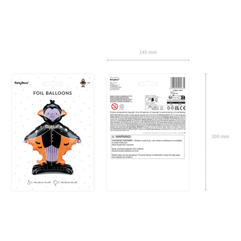Stoječi folijski balon Drakula 64 × 81 cm – halloweenska dekoracija