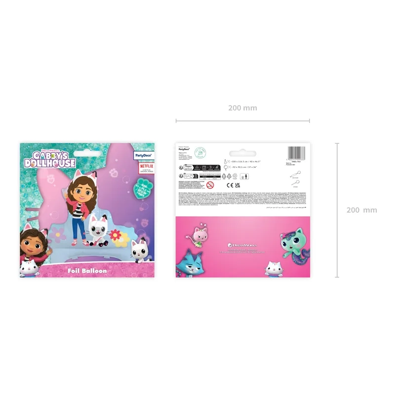 Balon din folie, pe stativ, Gabby’s Dollhouse, 92x90 cm