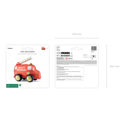 Stoječi folijski balon gasilci Happy Birthday, 67 × 53 cm, mešane barve