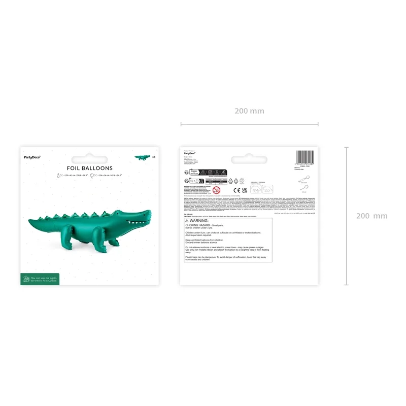 Álló fólia lufi, sötétzöld krokodil