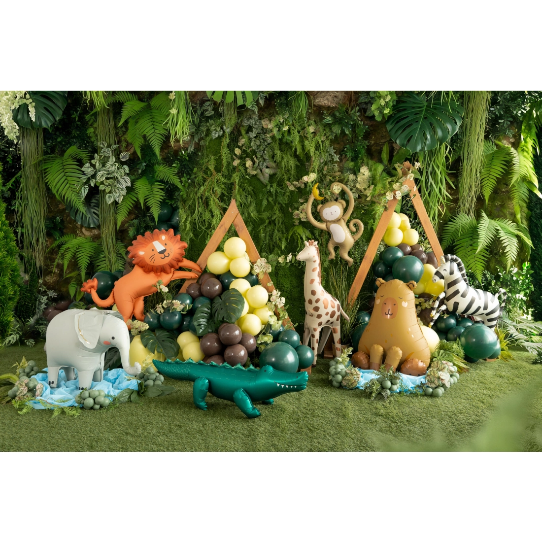 Álló fólia lufi, sötétzöld krokodil