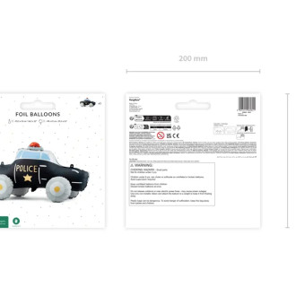 Stoječi folijski balon Policijski avto, črn, 90 × 41 cm