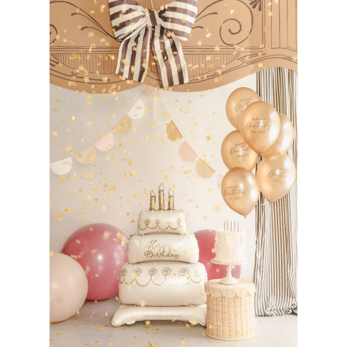 Stojeći folijski balon torta bež-zlatni