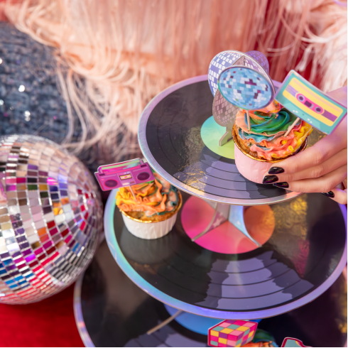 Retro Disco tortaállvány, 34×39 cm, DIY Retro Disco tortaállvány, 34×39 cm, DIY
