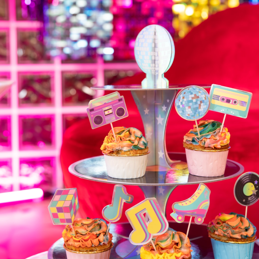 Retro Disco tortaállvány, 34×39 cm, DIY