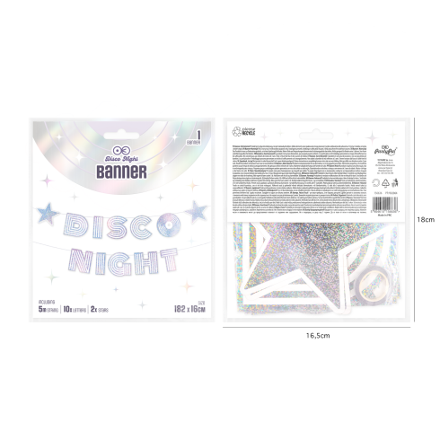 Ezüst Disco Night banner 182×16 cm Ezüst Disco Night banner 182×16 cm